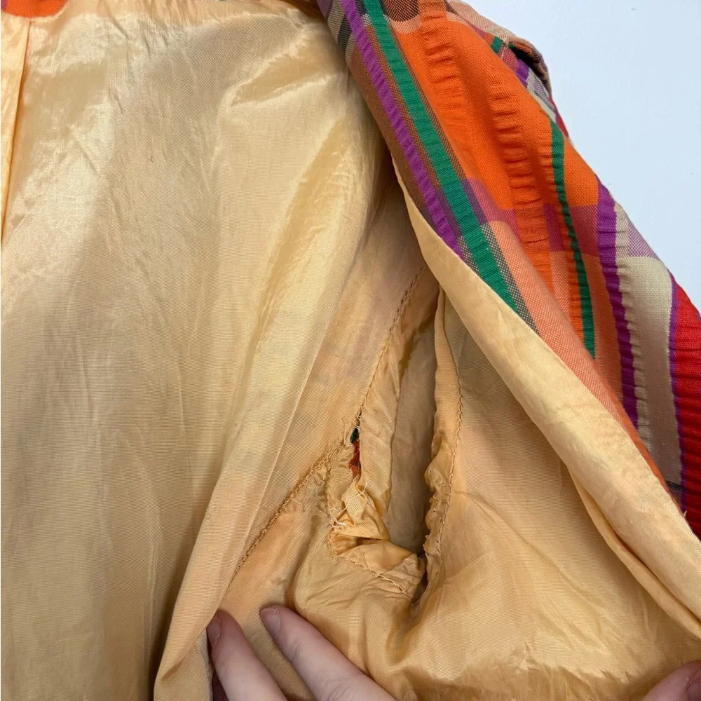 VTG 70s New York Debutogs Rainbow Plaid Spring Belted Maximalist LightJacket S/M - Picture 16 of 16